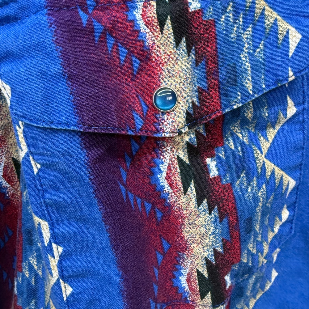 Vintage Wrangler Pearl Snap Tribal/Aztec Pattern Shirt - Picture 3 of 6